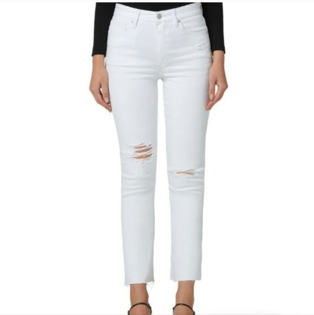 Joe's Jeans The Charlie Flawless White Distressed Ankle Jeans